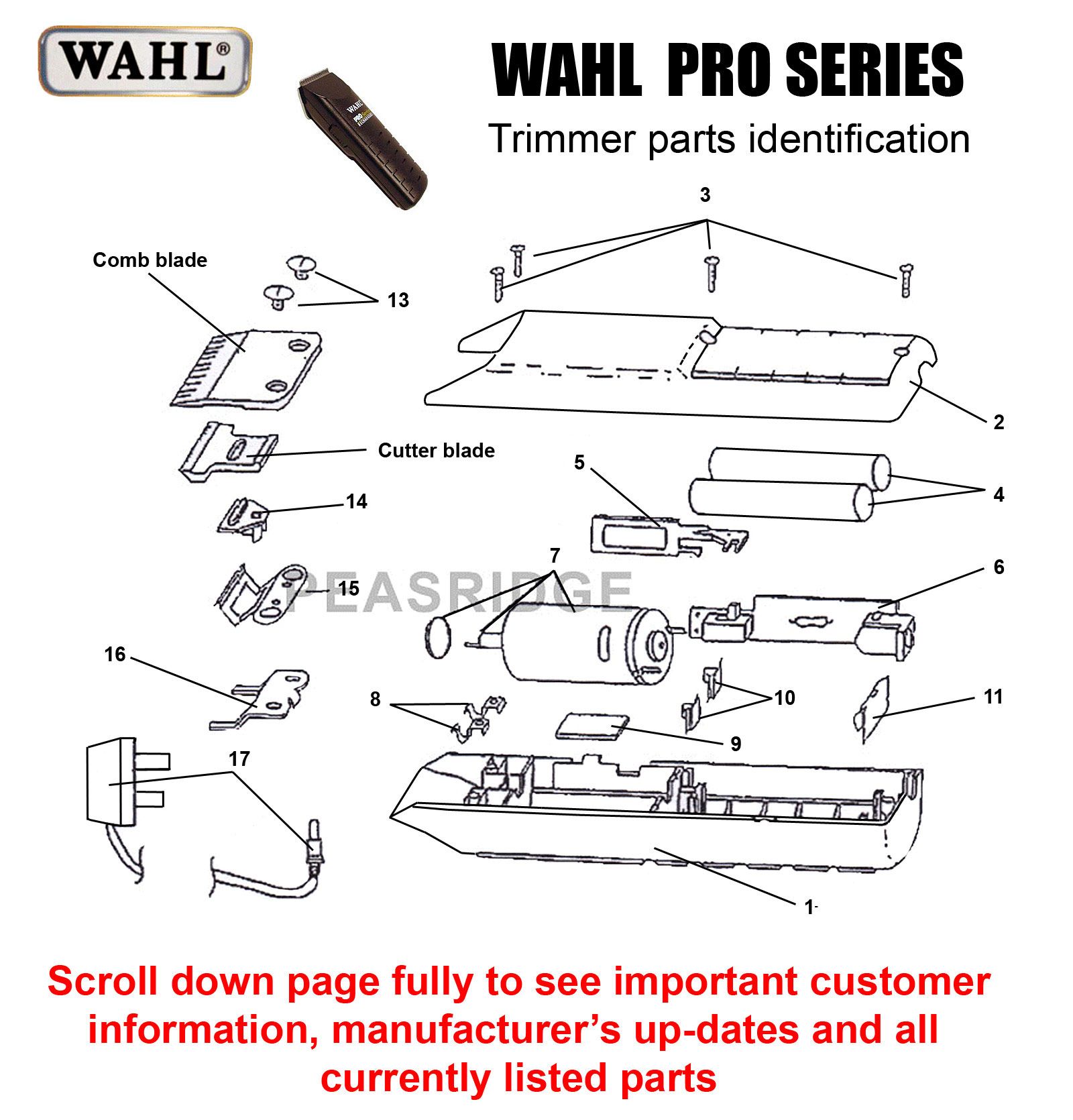 wahl trimmer parts