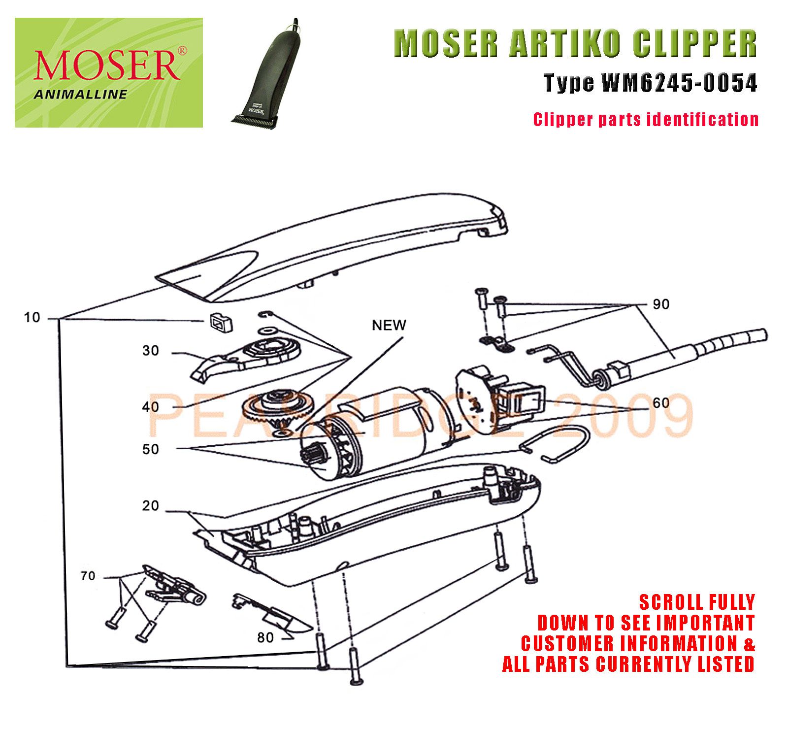 moser trimmer 1400 parts